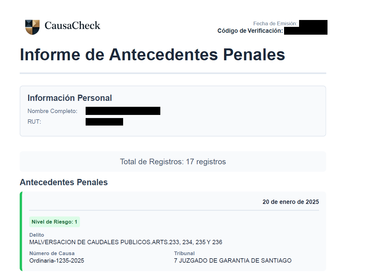 Interfaz del Panel de CausaCheck